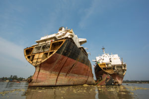 Partially broken down ships in Chittagong, Bangladesh