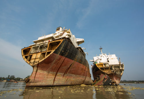 Partially broken down ships in Chittagong, Bangladesh