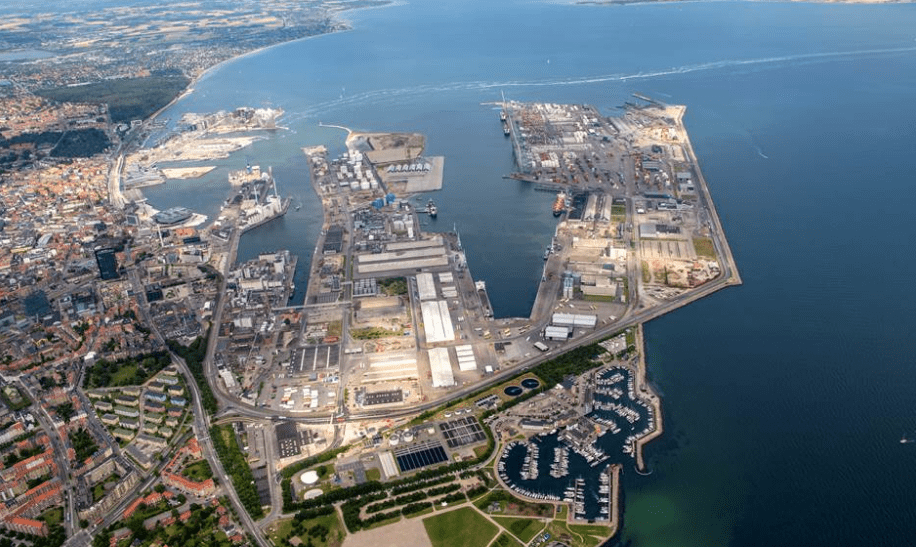 Aarhus port areal view