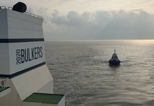 Funnel mark on a Newcastlemax of 2020 Bulkers Ltd