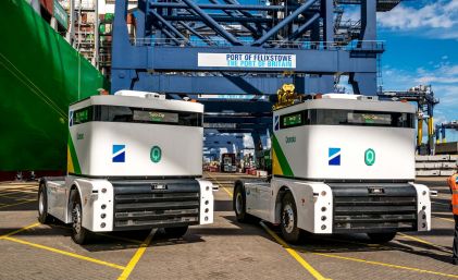 Port of Felixstowe use first autonomous container transporting terminal tractors by Shipping Telegraph