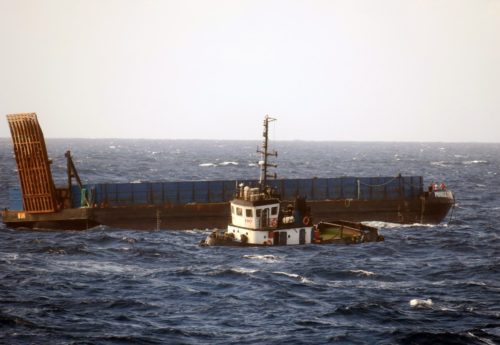 Royal Navy Carry out Dramatic Rescue as Tug Sinks in choppy seas in the Caribbean by Shipping Telegraph