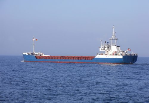 Small coastal vessel on the seas