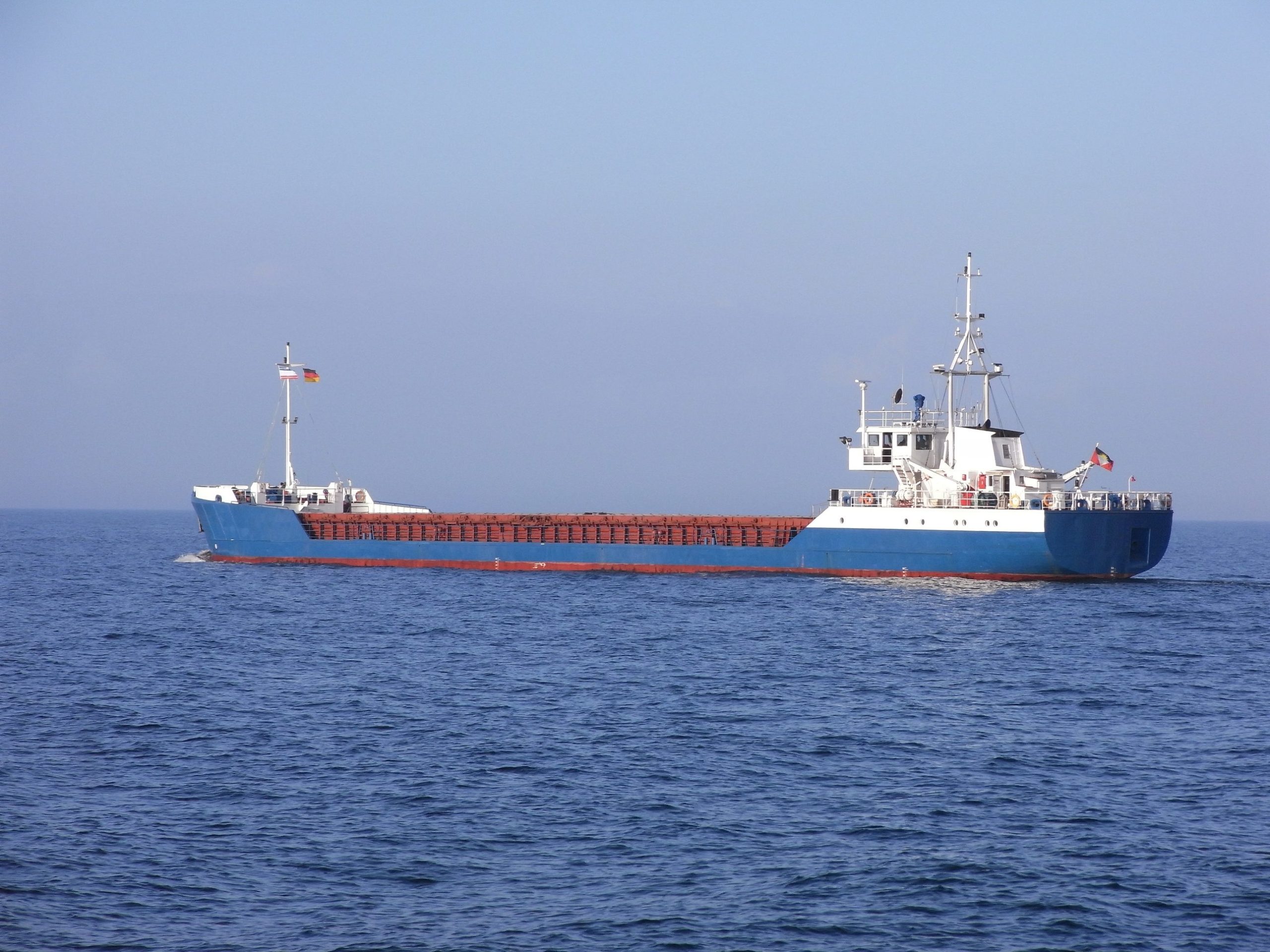 Small coastal vessel on the seas