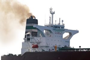 Wheelhouse tanker with an exhaust pipe. and black smoke