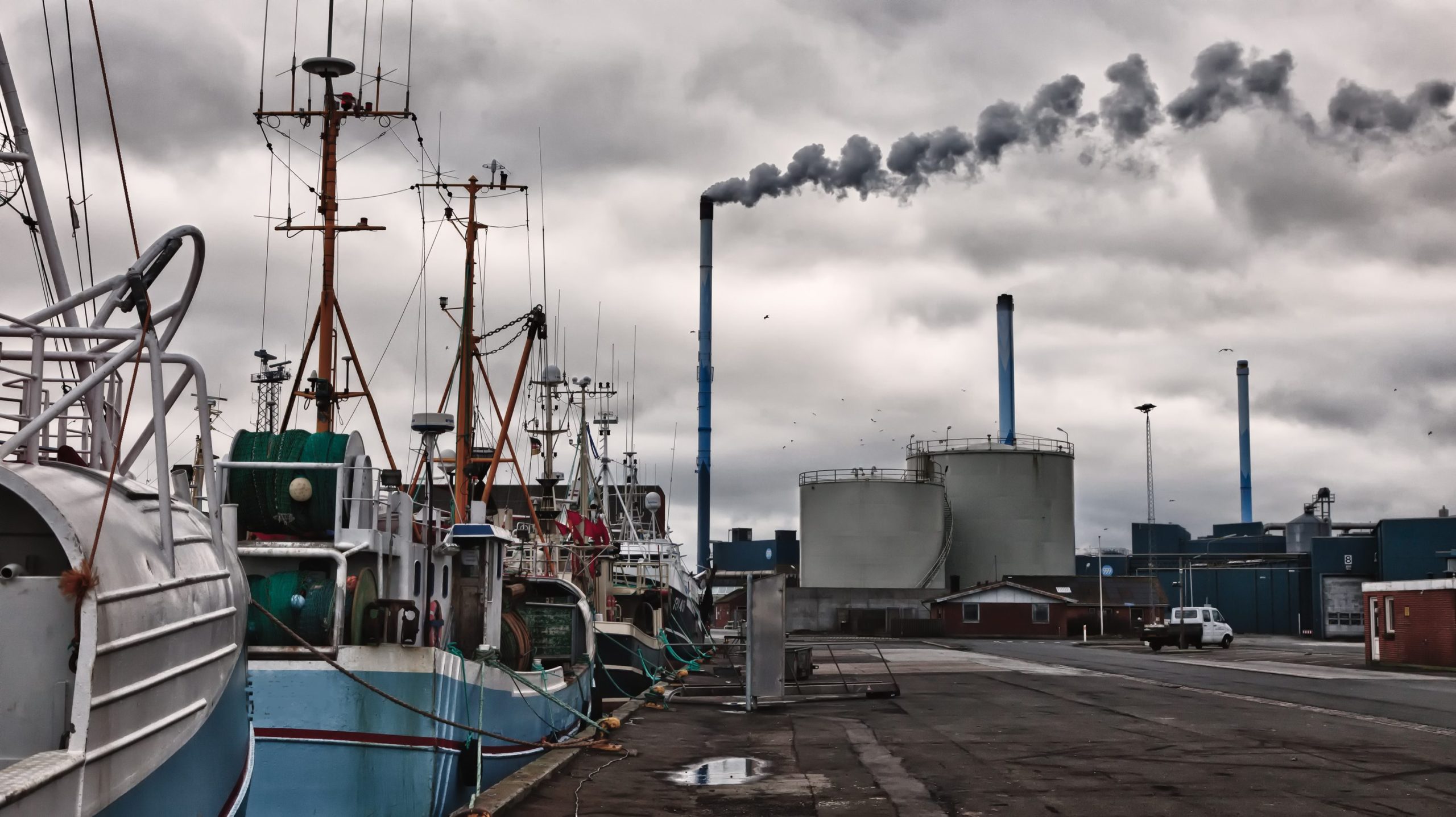 Fishing boats in a Danish harbor, Thyboron