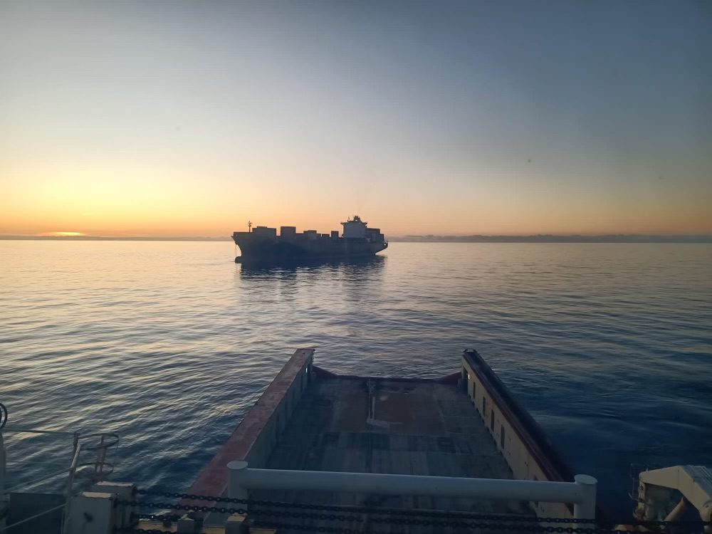 Cargo ship Shiling off Tasman Bay in New Zealand