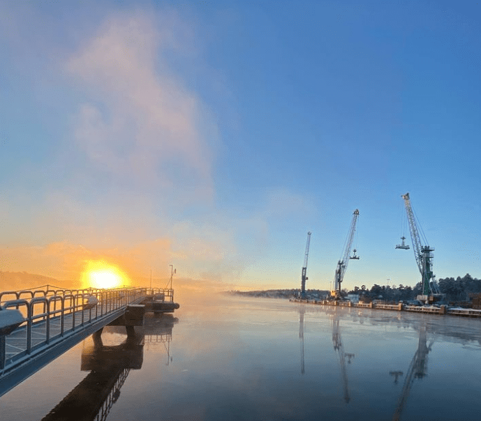 Södertälje Hamn view with mobil cranes