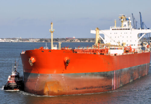 Oil tanker in ballast is arriving to Galveston Texas.