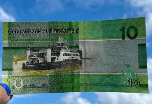 Damen Shipyard Ship in Banknote of Gambia