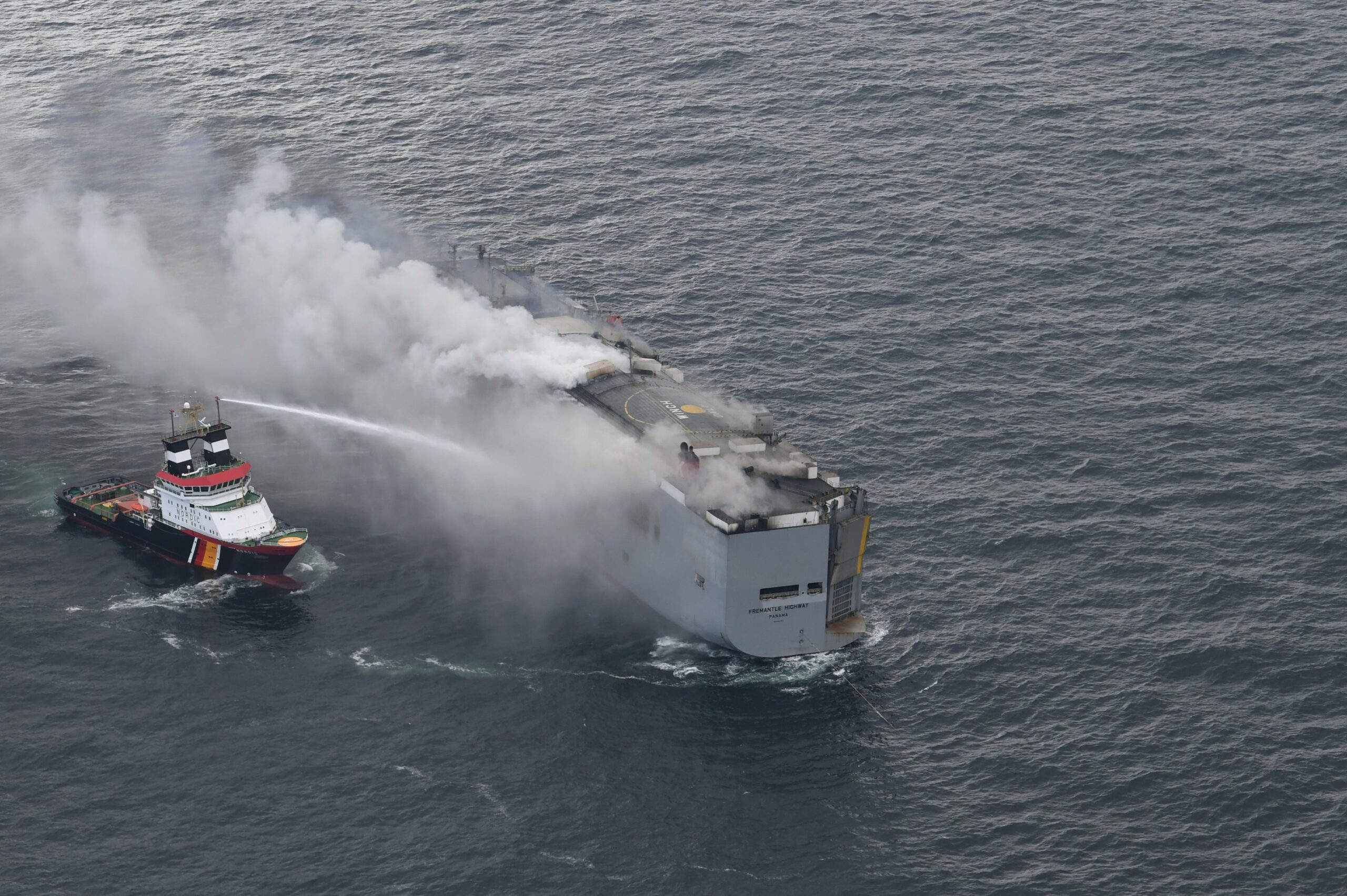 Car transport ship fire could 'burn for days' in North Sea