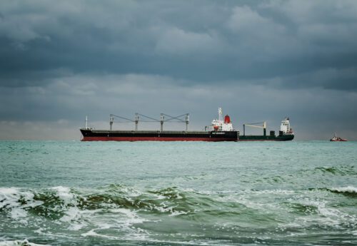 Dry Cargo Ship and bulkcarrier at Anchorage in the Black Sea