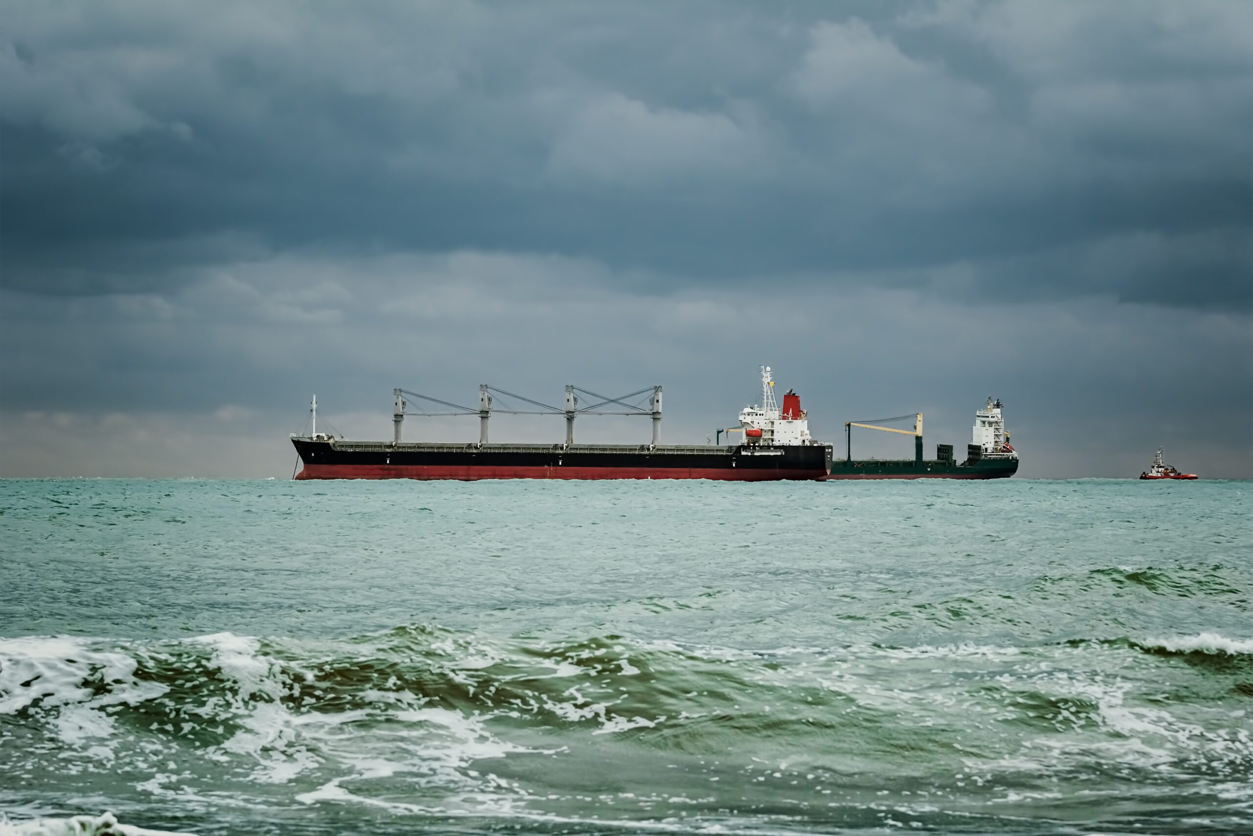 Dry Cargo Ship and bulkcarrier at Anchorage in the Black Sea