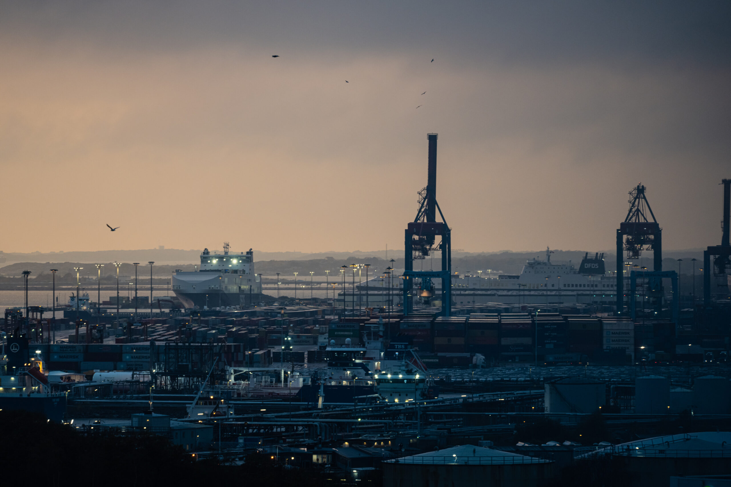 Evening photo of port of Gothenburg.