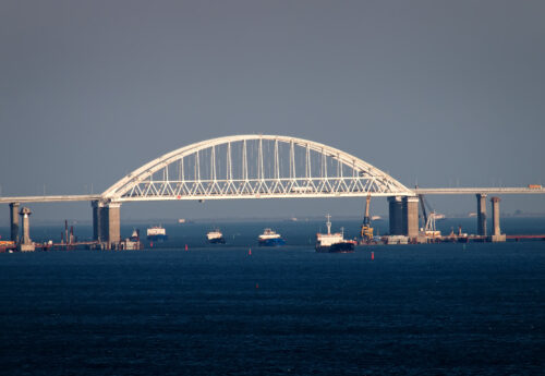 Crimean bridge road across Kerch Strait