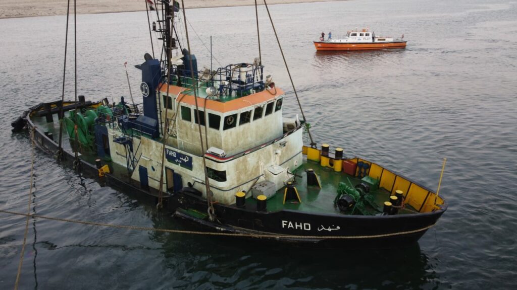 Suez Canal Recovers Tug After Collision and One dead body, Photos