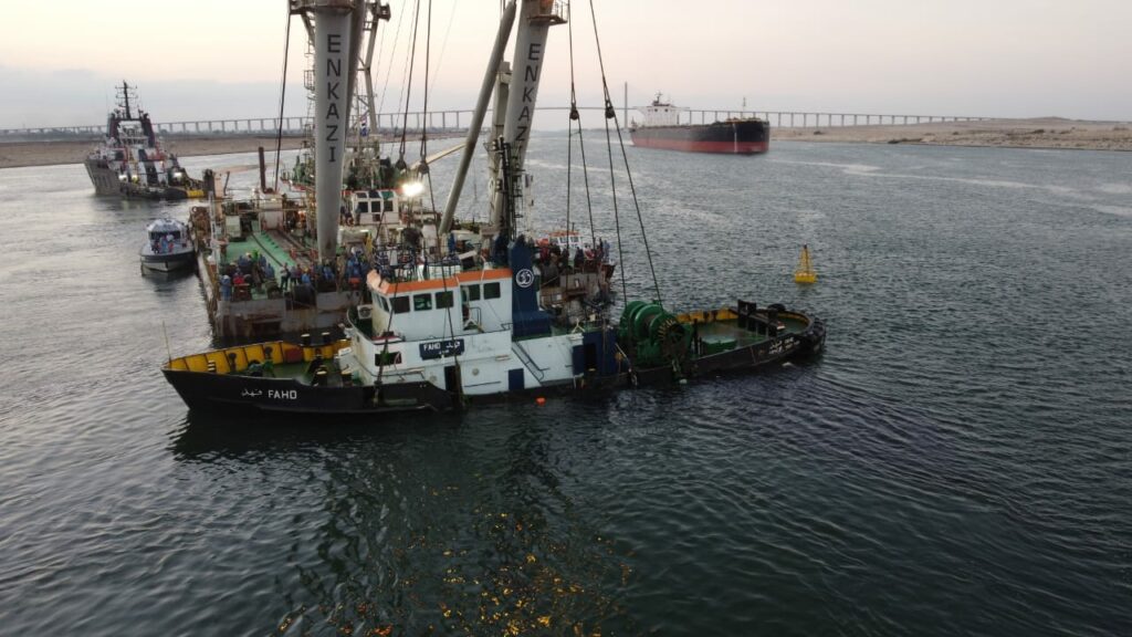 Suez Canal Recovers Tug After Collision and One dead body, Photos