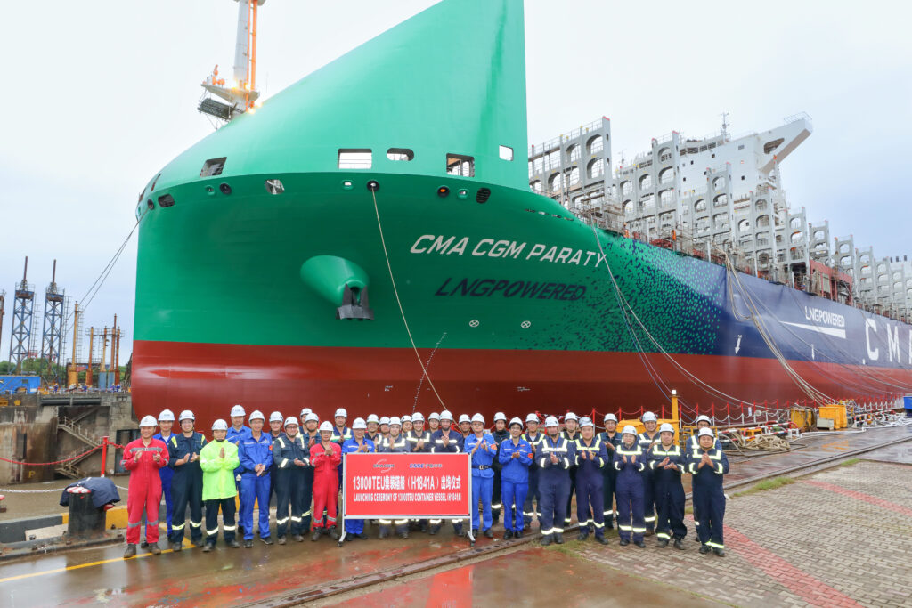CMA CGM 13,000 TEU dual-fuel boxship hits the water