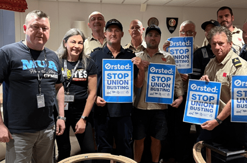 Trade unions across the globe protest against Danish energy giant Ørsted