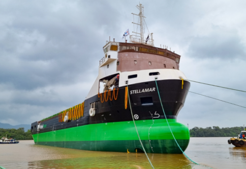 Stellamar hits the water at Chowgule Shipyard