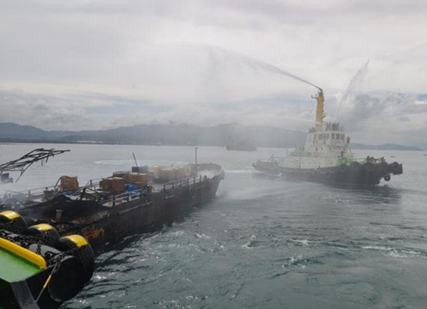 Motor tanker catches fire at sea in Philippines