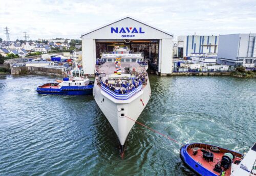 The official launch ceremony of new Greek "Kimon" frigate in France