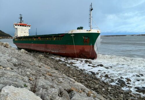 Two Cargo Ships grounded by storm at Turkish Black Sea Coast