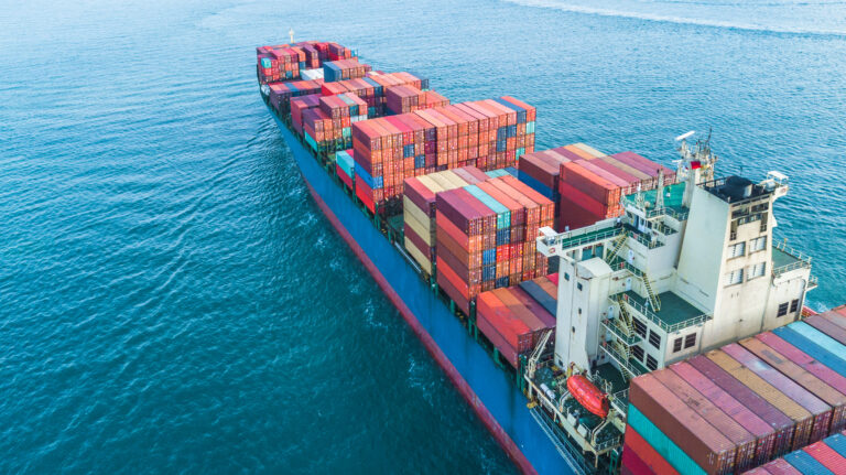 Drone view container cargo ship