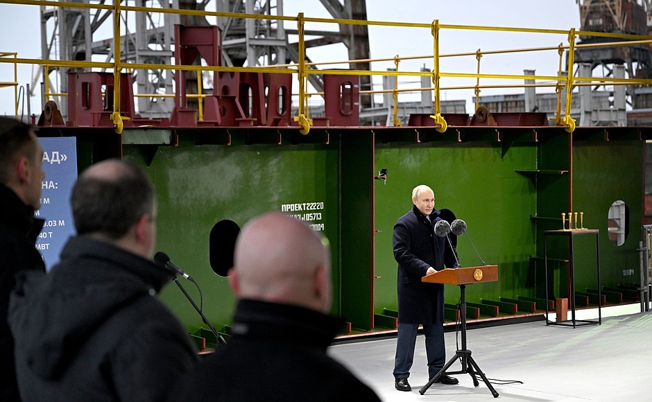 Putin attends keel-laying ceremony for nuclear-powered icebreaker