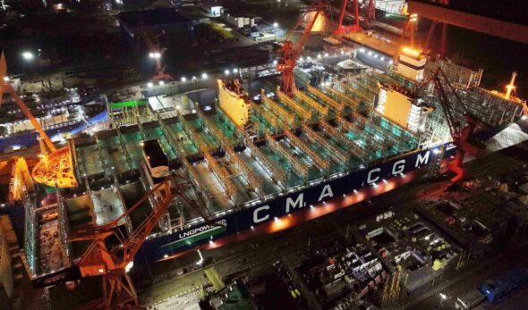 CMA CGM celebrates dual launching of 15,000 TEU LNG ships