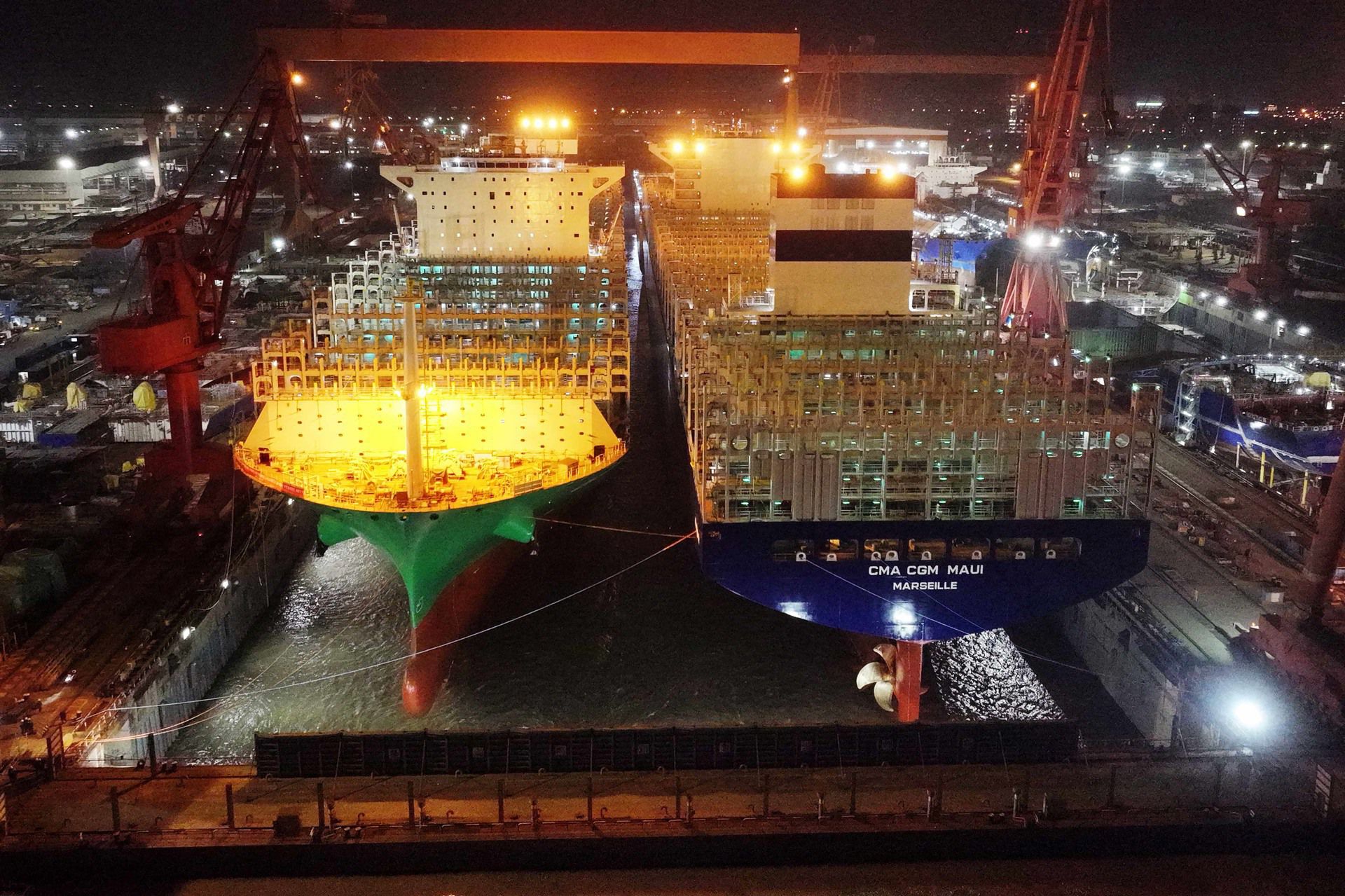 CMA CGM celebrates dual launching of 15,000 TEU LNG ships