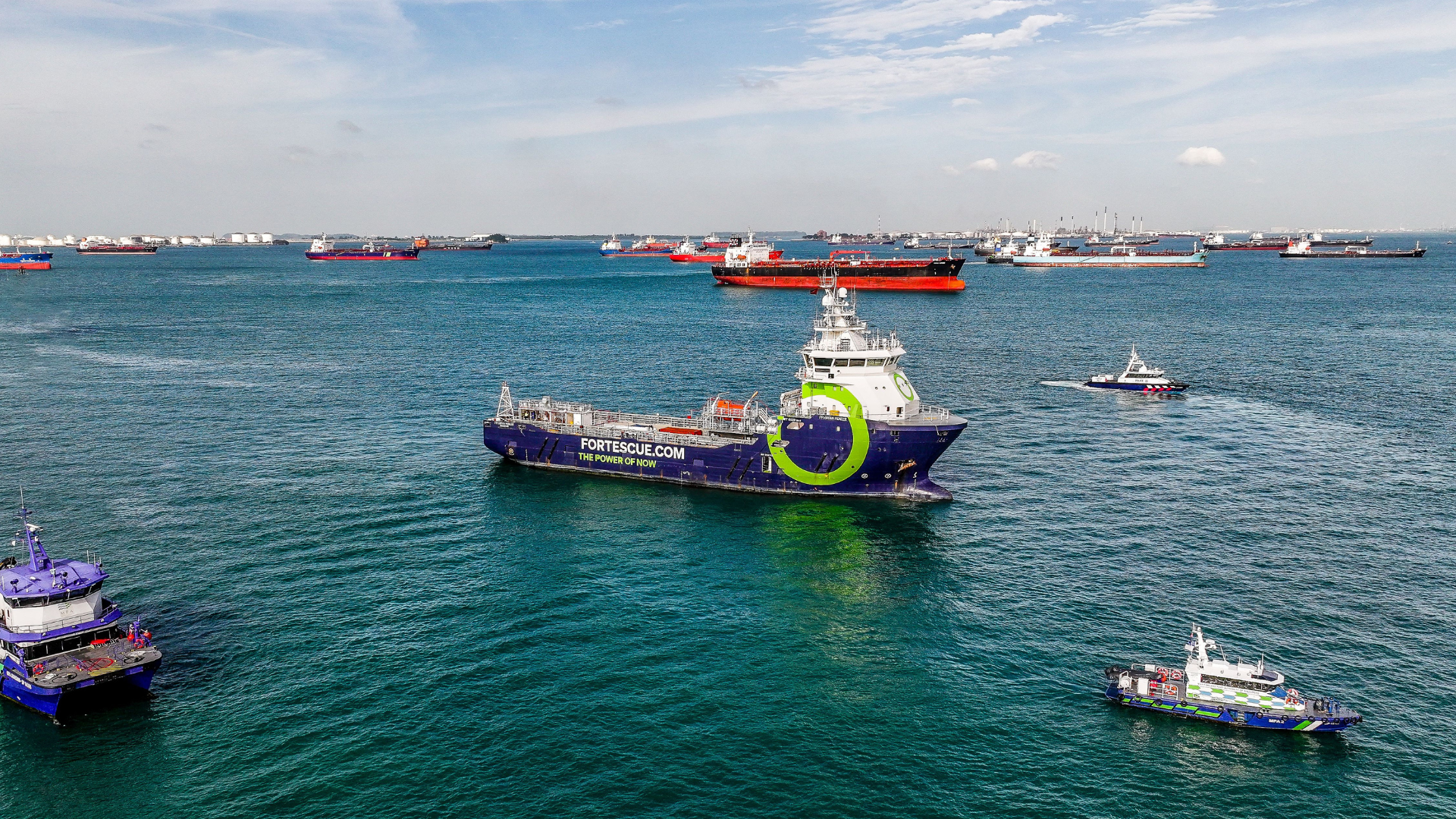 World first use of ammonia fuel in trial on Fortescue vessel in port Singapore