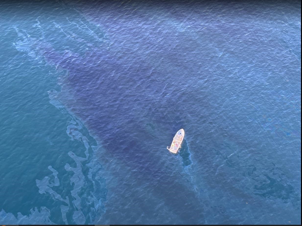 Miles-long oil sheen spotted off coast of Huntington Beach, California