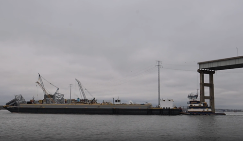 First vessel passes through temporary alternate channel around Key Bridge wreckage