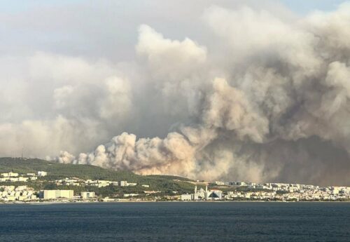 Wildfire halts partly vessel traffic in Dardanelles Strait