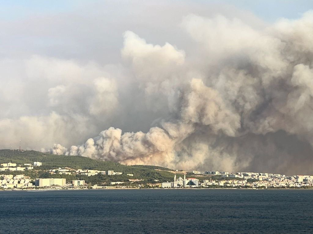 Wildfire halts partly vessel traffic in Dardanelles Strait