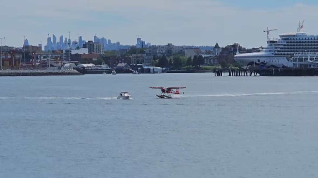 Shocking moment as seaplane smashes into boat while trying to take-off