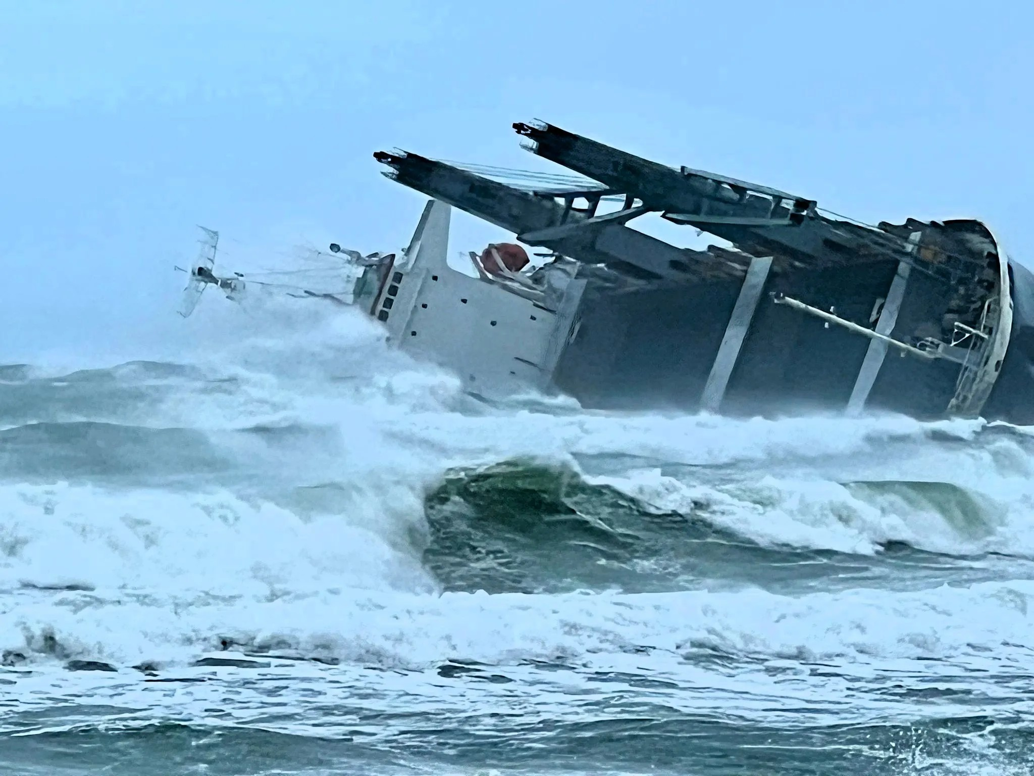 Stricken cargo ship aground on South Africa’s west coast