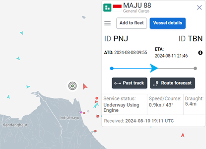 Indonesia-flagged cargo ship suffers slight list to starboard