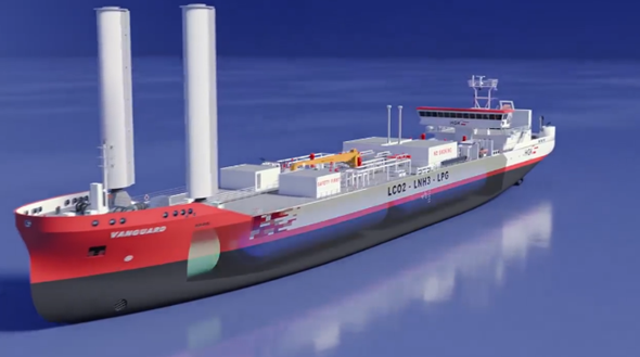 River-Seagoing Gas Tanker Design for LCO2 and Ammonia Transport