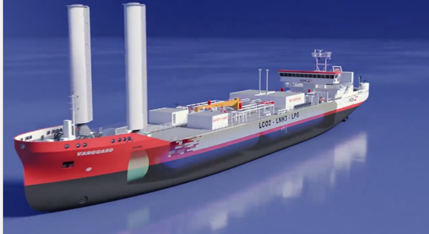 River-Seagoing Gas Tanker Design for LCO2 and Ammonia Transport