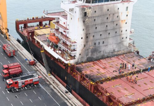 Fire on MSC Capetown III at the port of Colombo