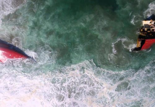 Grounded vessel on South Africa’s west coast tears further into pieces