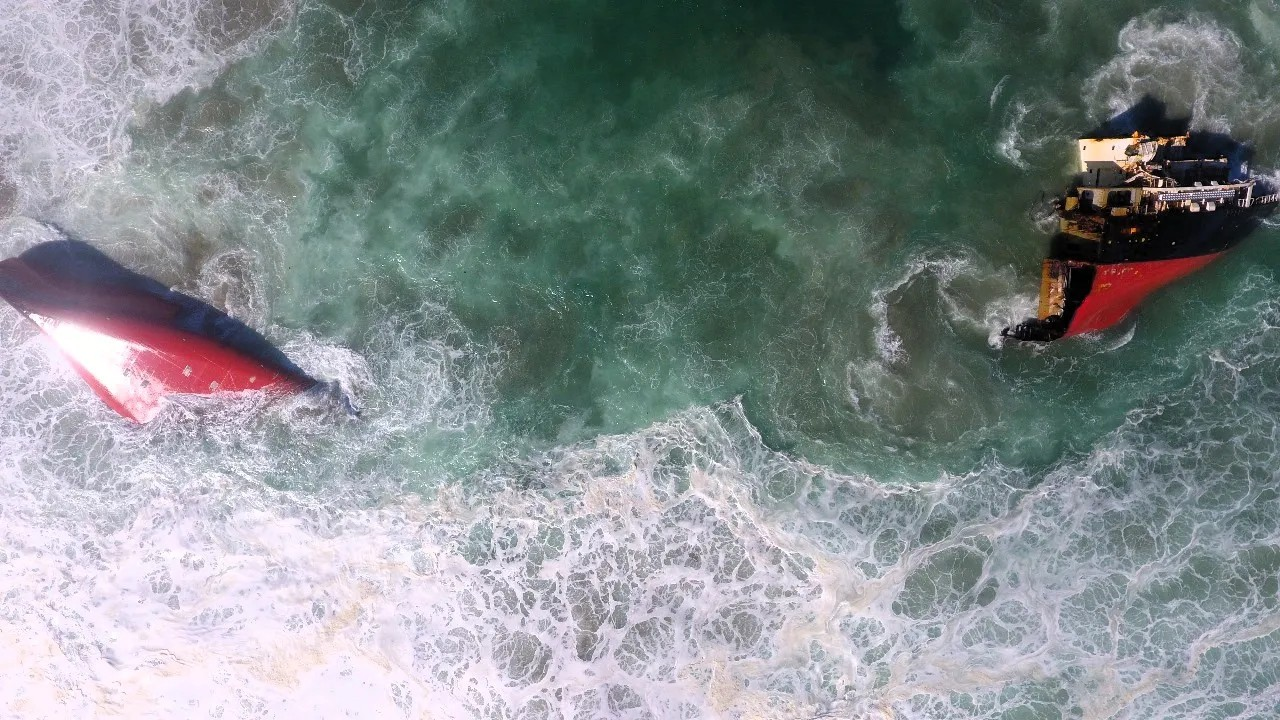 Grounded vessel on South Africa’s west coast tears further into pieces