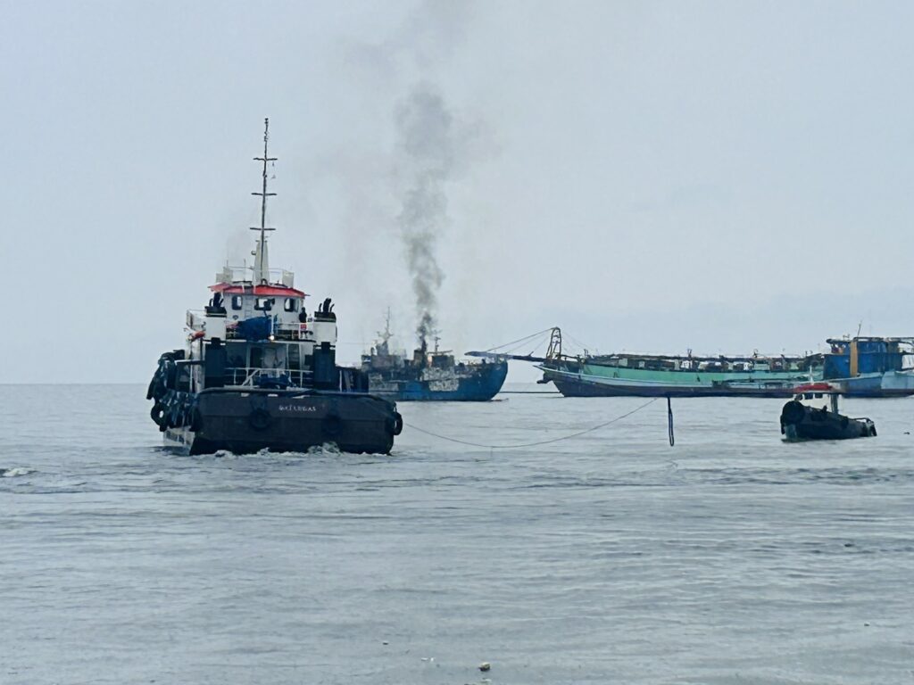 Amid storm ‘Enteng’ ship catches fire after allision, 18 crew rescued