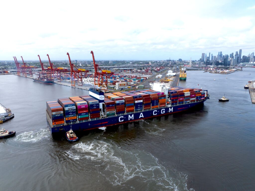 Big ship CMA CGM Volga breaks record at Melbourne’s Patrick Terminals