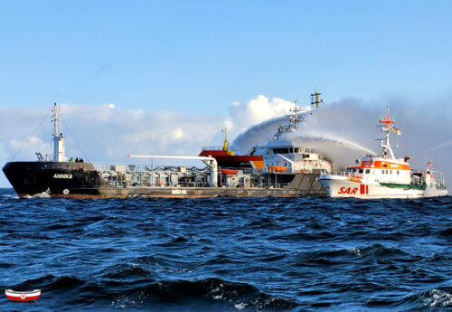 Fire breaks out on an oil tanker off Germany’s Baltic Sea coast