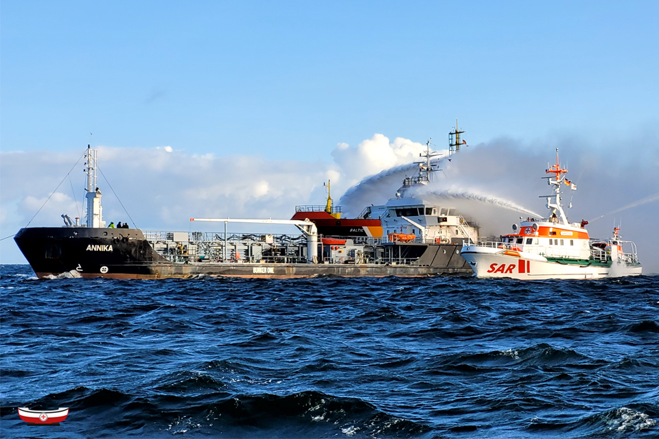 Fire breaks out on an oil tanker off Germany’s Baltic Sea coast