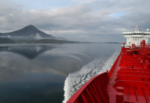 Tanker in Elnesvågen fjord, Norway