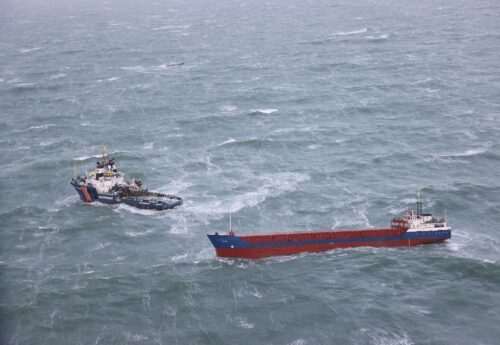 Dutch coast guard rescues cargo ship drifting in North Sea storm